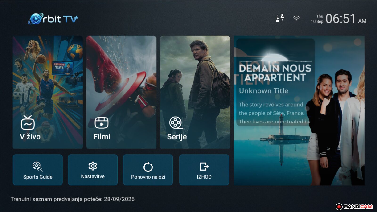 Orbit TV Plus — izgled aplikacije