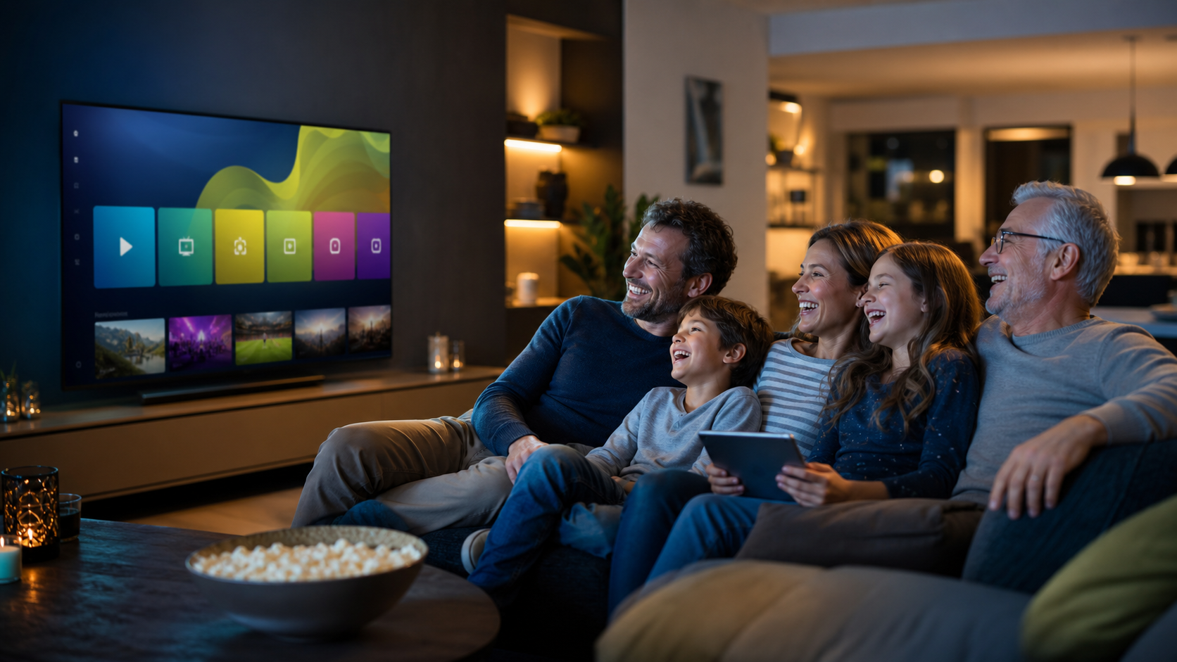 Family enjoying OrbitTV